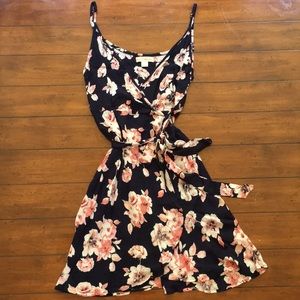Navy Floral Wrap Tank Dress 👗